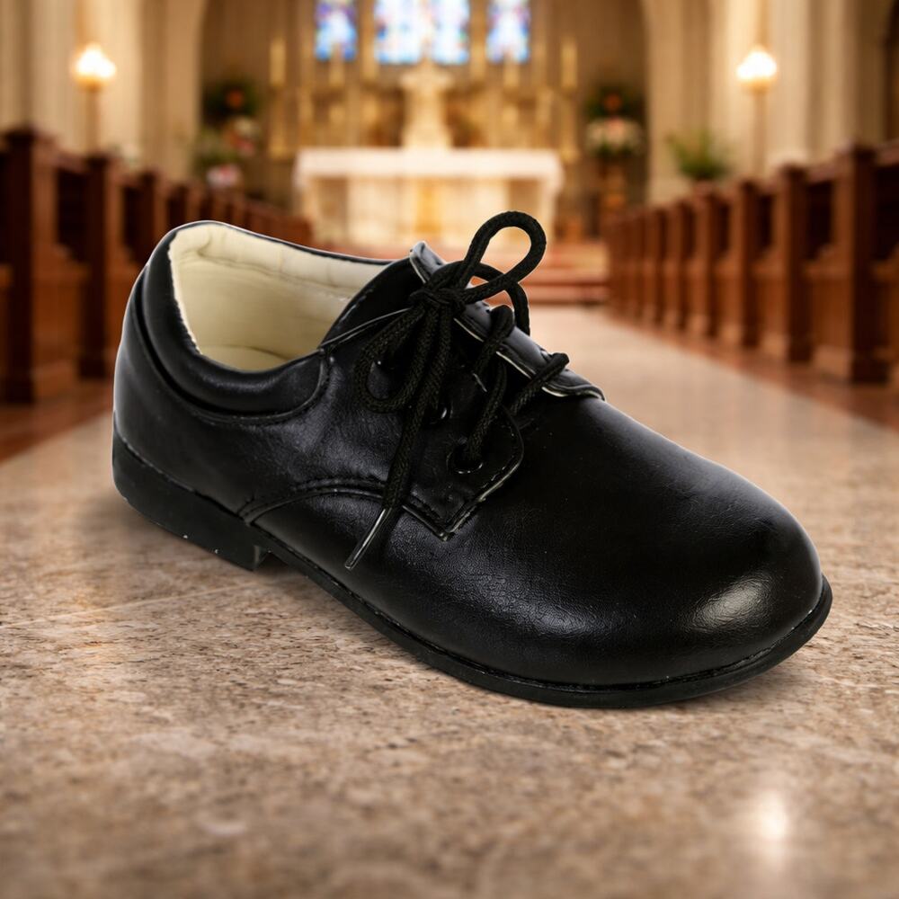 NEW Boy's Communion Dress Shoe - Black/Matte Lace Up - Size 2